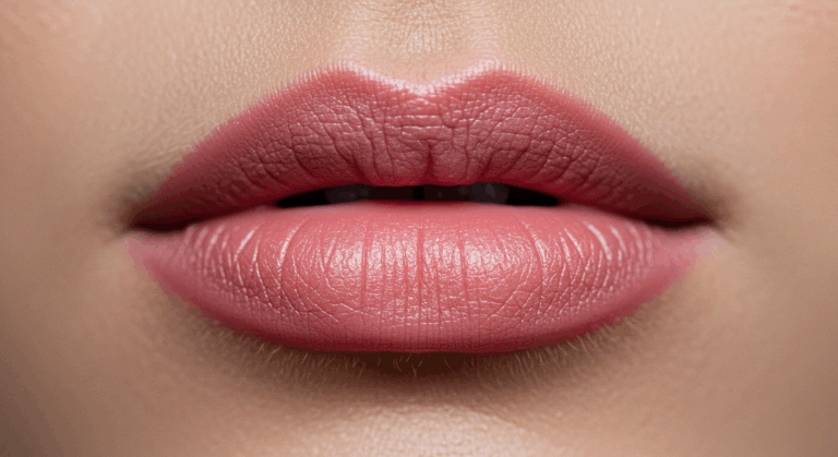 Фотография губ человека крупным планом, демонстрирующая гладкую и блестящую текстуру с естественным розоватым оттенком.
