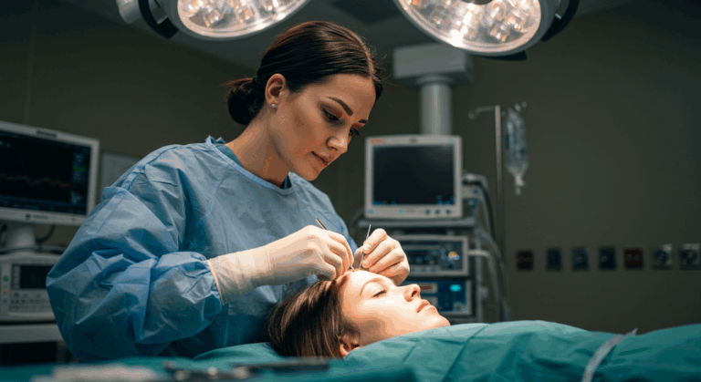 Ein Chirurg führt in einem Operationssaal einen Eingriff an einem Patienten durch.