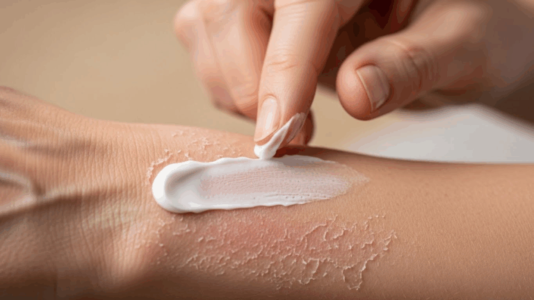 A person applying cream on their hand